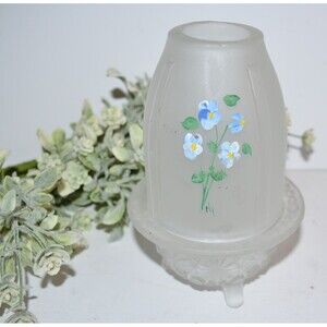 Le Smith Satin Glass Hand Painted Button Floral Fairy Lamp Light